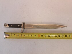 Antik miniatűr bajonett, szurony (1910-es évek) eredeti tokkal 18,5 cm katonai régiség militária