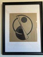 Kassák Lajos (1887-1967): Konstruktivista kompozíció. Szitanyomat .