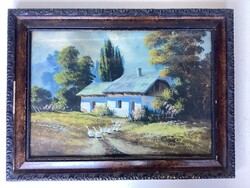 Tanyasi udvar libákkal .