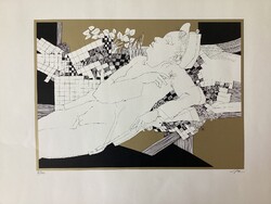 Szász Endre ( 1926-2003 ) , sorszámozott szitanyomata .