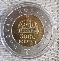3000.-FT-os emlékérme ÁLLAMALAPÍTÁS 1000. ÉVFIRDULÓJA