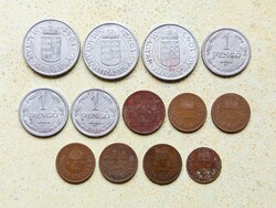 Magyarország 13 db Különböző Érme 1 2 20 Fillér 1 2 Pengő 1916-1944