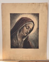 Paulovits Pál : Mater Immaculata (Szeplőtelen Anya) eredeti színezett rézkarc