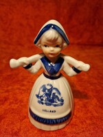 Vintage Delft kék-fehér Holland nöi porcelán figura