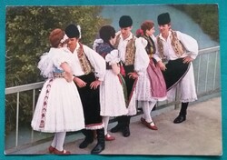 Tradicionális kapuvári népviselet, üdvözlő képeslap,1972, postatiszta