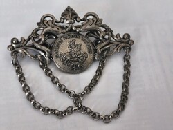 Antik stílusú Szent György-bross, a lovasok védőszentje, szerencsehozó talizmán    14.