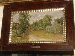 PAPP SÁNDOR (ALEXANDER POPP,DIÓS KOLOZS VM.1868-TEMESVÁR 1937) :FÁK A FOLYÓ PARTJÁN 1899 !!!!