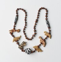 Afrikai stílusú faragott állatfigurás nyaklánc - etno ethno boho folk art törzsi tribal - India