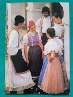 Tradicionális kapuvári népviselet, üdvözlő képeslap,1985, postatiszta