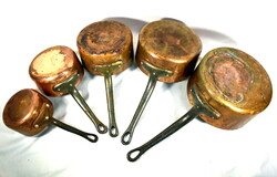 5 DB-os MASSZÍV VÖRÖSRÉZ EDÉNY SZETT EGYENESEN FRANCIAORSZÁGBÓL !