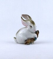 1Z739 Rügyet rágcsáló nyúl nyuszi Zsolnay porcelán figura