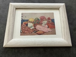 Antik kisméretű nyomat , modern keretben .