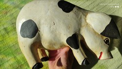 Kézzel faragott fa malac figura