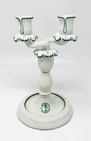 Herendi jelzett Fortuna Restaurant kétágú porcelán gyertyatartó, emléktárgy (22.5cm) RZ