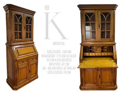 Gyönyörű, klasszikus fenyőfából készült írószekreter secretary desk, secretary bookcase)