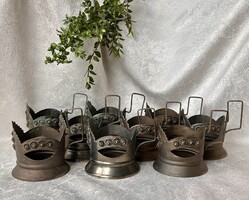 Antik orosz alpakka teás pohártartók “ podstakannikok “ 9db