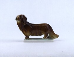 1Z746 Régi hosszúszőrű tacskó Zsolnay porcelán figura