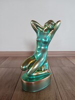 Régi Zsolnay eozin mázas akt figura
