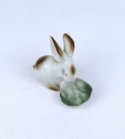 1Z742 Káposztalevelet rágó nyúl nyuszi Zsolnay porcelán figura