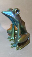Zsolnay eozin béka Nádor Judit nagy méretű porcelán béka