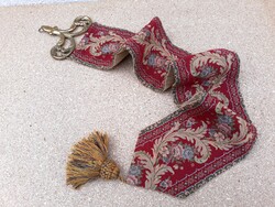 Jelzett vintage gobelin szövéses cselédhívó csengőszár, falidísz