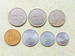 Szlovákia 7 db Különböző Érme 10 20 50 Haller Halierov 1 2 5 Korona 1993-1994