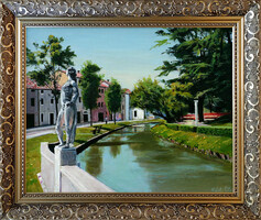 Keleti Péter: Castelfranco - kerettel 52x62 cm - alkotás: 40x50cm - száma: 2608/767