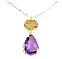 Valodi Ametiszt Citrin 925 Ezust 14k Nyaklánc