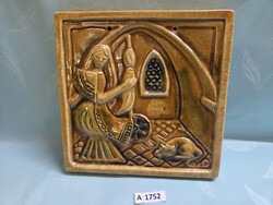 A1752 Csempekép Fonó lány macskával 21x21 cm 1
