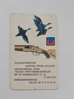 UNITECHNIKA KTSZ "DIANA" FEGYVERSZAKÜZLET kártyanaptár 1971 - VADÁSZFEGYVER lőszer és vadászfelsz.