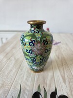 Kínai Cloisonné rekeszzománc váza 11cm