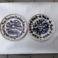 2 db Karondi népi fali tányér 21cm átmérő, korondi mázas cserép tányér, krondi (Erdély) népi kerámia