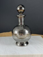 Gyönyörű art deco szépen kidolgozott csíkos italos vagy parfümös üveg