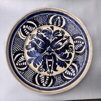 Karondi népi fali tányér 31cm átmérő, korondi mázas cserép tányér, krondi (Erdély) népi kerámia