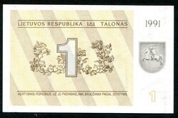 Litvánia 1991 1 Talonas UNC