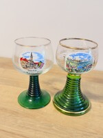 Vintage Römer talpas pohàr Steyr, Bad ,Tölz díszes festéssel , aranyozással   2 db