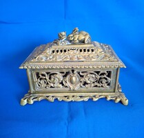 Antik mesés bronz barokk díszdoboz!