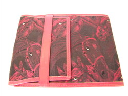 Vintage Mantero olasz lovas mintás selyem és bőr irattárca, pénztárca