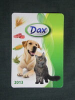 Kártyanaptár,Dax állateledel,kutya,macska,cica, 2013  (4)