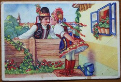 Képeslap, Tury József grafika,népművészet,népviselet rajz