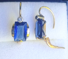 Antik Artdeco Arany Fülbevaló Kék Kő Ausztria