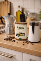 Retro kávés pléh doboz – „Kaffee Nostalgie-Dose”, Oldtimer motívum, 20. század vége