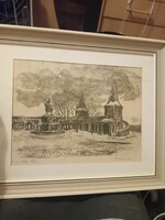 Blahos Rudolf rézkarc.Halászbástya