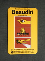 Kártyanaptár,Budapest vegyiművek,Basudin granulátum,grafikai,traktor,repülőgép,1976  (4)