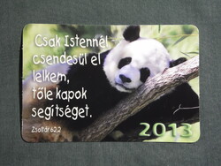 Kártyanaptár,Vallás,Zsoltár idézet,állatok,panda medve, 2013  (4)