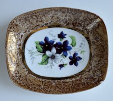 Hollóházi ibolya mintás porcelán jelzett tálka