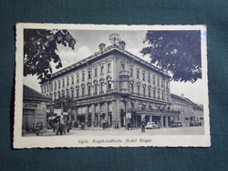 Képeslap,Győr,Royal szállóda,hotel,városi utca látkép,részlet,Karinger Bp. kiadás,1940-