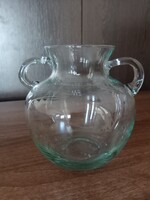 Zöldes árnyalatú fújt üveg váza!