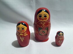 Régi orosz 3 részes Matrjoska fa baba