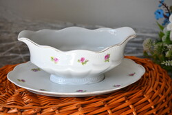 Antik jellegű porcelán szószos, mártásos csésze alátéttel – Csehszlovákia